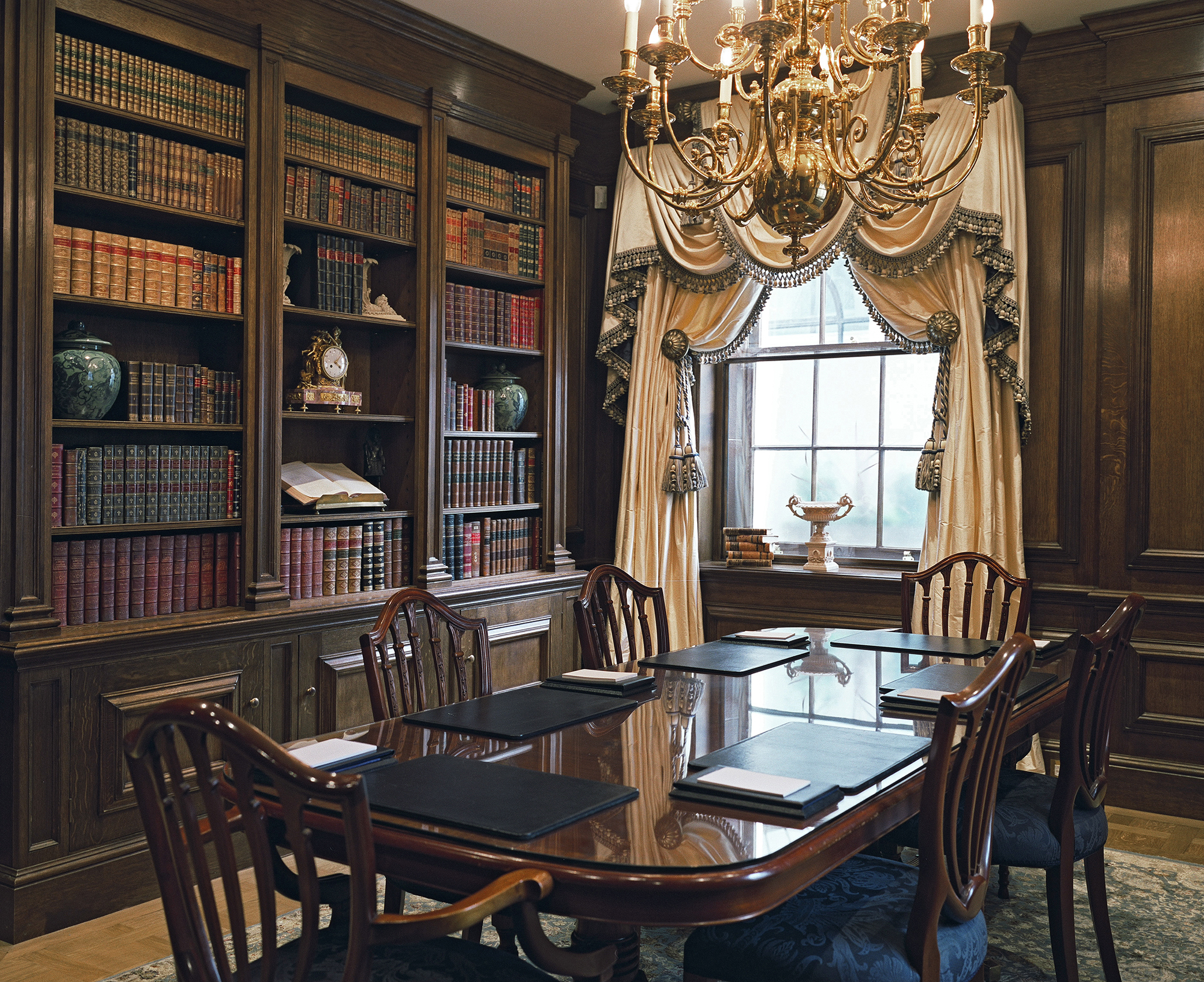 Georgian style oak library