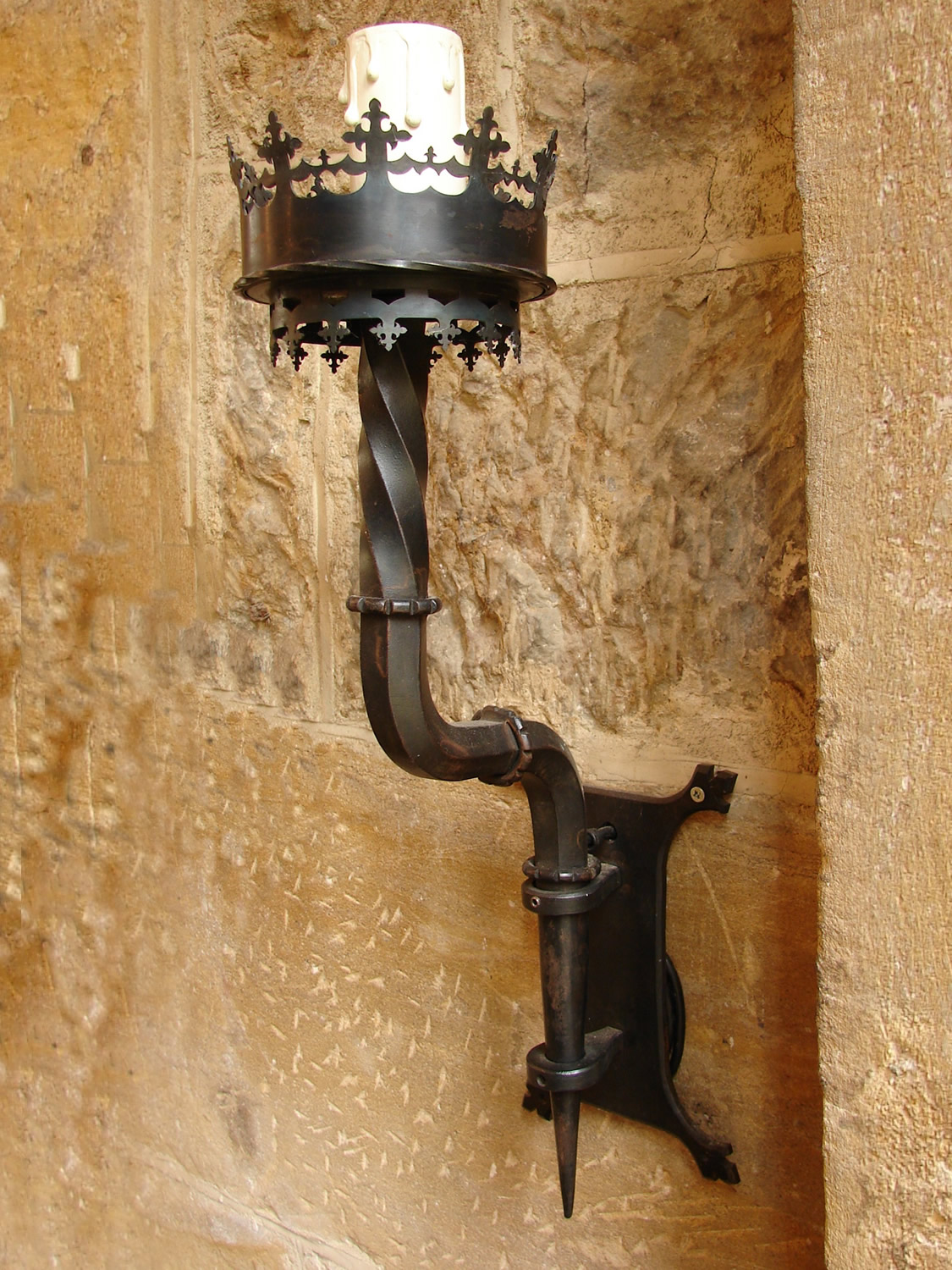 Large Gothic Wall Torch in Iron