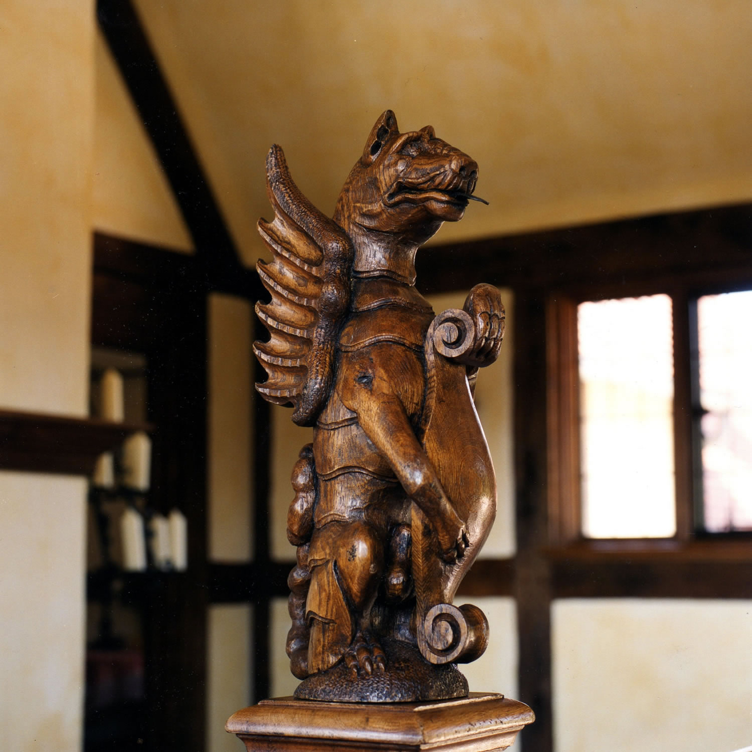 Special commision for a hand-carved Wyvern finial in solid oak